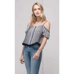 Greylin Keeley Cold Shoulder Button Front Crop Top